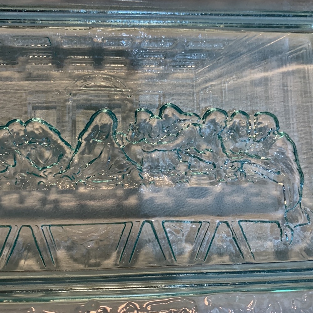 Tiara Glass Plate Blue Last Supper - Picture 3 of 13